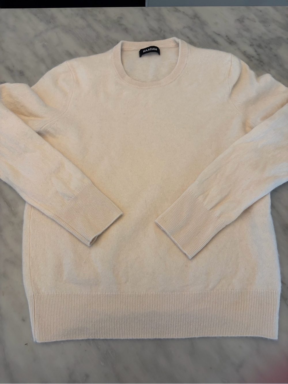 NAADAM Cream Crewneck Cashmere Blend Sweater